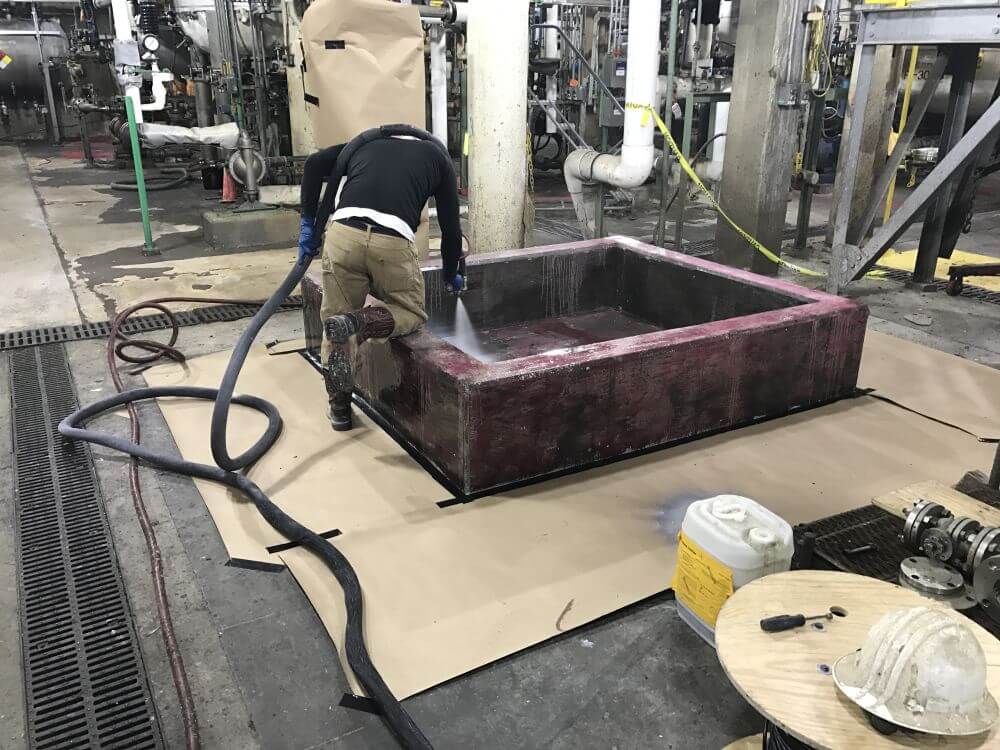 Secondary containment 3 Finished secondary containment basin with waterproofing treatment